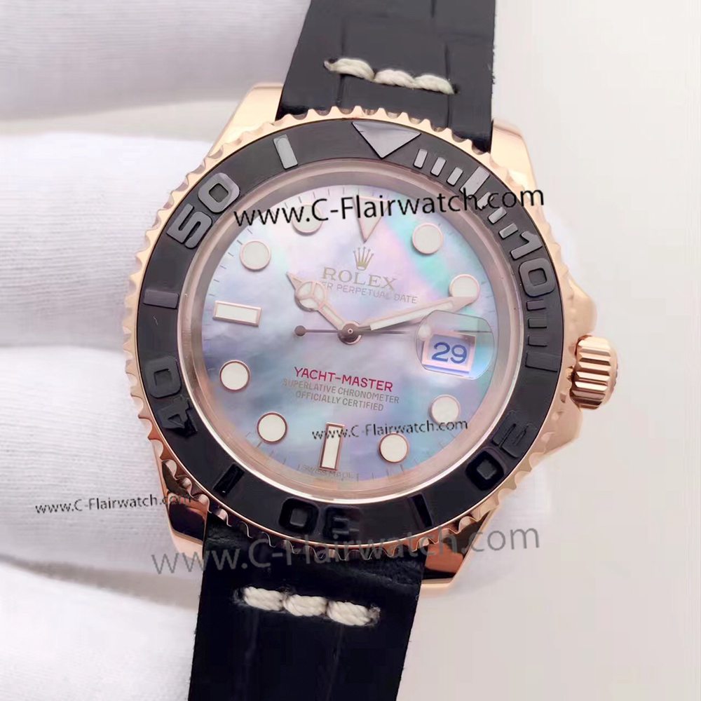 Rolex Yachtmaster Black Bezel 40mm Watch Rose Gold Case